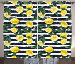 Fresh Lemons Striped Curtain