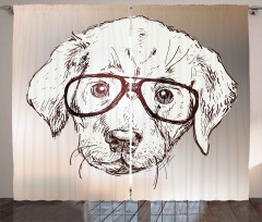 Hipster Puppy Glasses Curtain