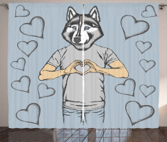 Dog Hearts Romantic Curtain