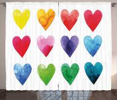 Rainbow Colors Hearts Curtain