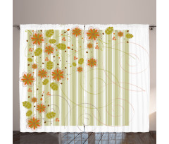 Retro Swirled Flowers Curtain