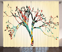 Abstract Colorful Tree Curtain
