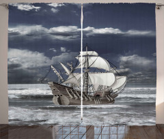 Caribbean Pirates Ship Curtain