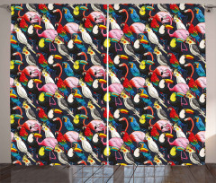 Colorful Exotic Birds Curtain