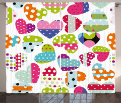 Heart Patches and Dots Curtain