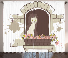 Cartoon Pet Cat Animal Curtain