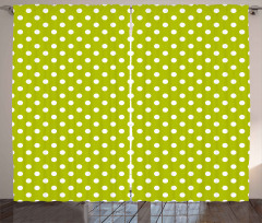 Lime Vintage Polka Dots Curtain