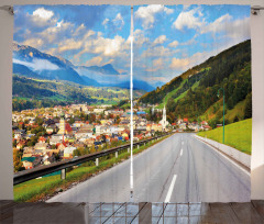 Road Alps Small Town Curtain