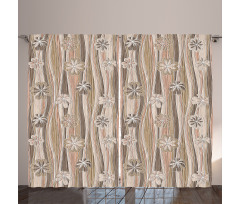 Flowers on Wavy Stripes Curtain