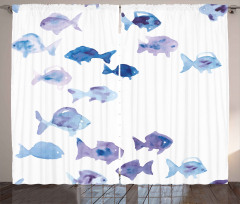 Watercolor Fishes Curtain