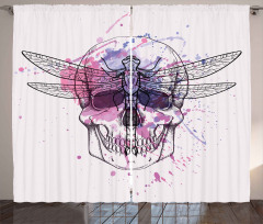 Skull Dragonfly Grunge Curtain