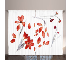 Autumn Flowers Petals Curtain