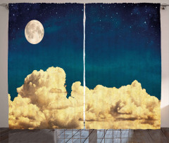 Stars Full Moon Cloud Curtain