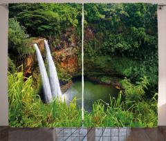 Twin Waterfalls Hawai Curtain