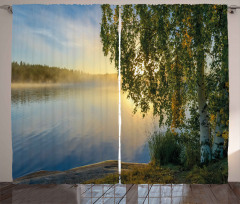 Sunny Misty Lake Summer Curtain