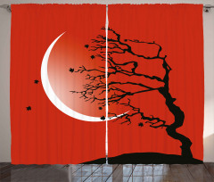 Digital Scene Tree Moon Curtain