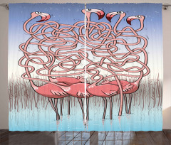 Flamingos Maze Game Joy Curtain