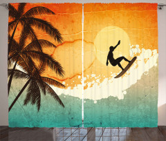 Surfer Sea Palms Sunset Curtain