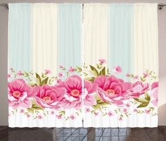Pink Peony Border Tile Curtain