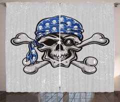 Pirate Evil Head Bones Curtain