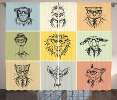 Hipster Monkey Camel Cat Curtain