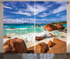 Rocky Coast Seychelles Curtain