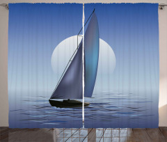 Sail Boat Wavy Serene Curtain