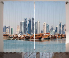 Qatar City Dhow Ships Curtain