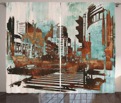 Urban Abstract Cityscape Curtain