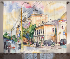 City Street Watercolors Curtain