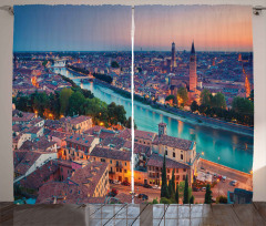 Verona Italy Blue Hour Curtain