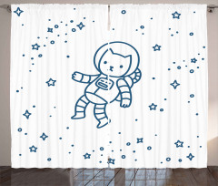 Astronaut Cat in Space Curtain
