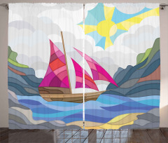 Sun Sail Boat Vitray Curtain