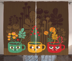 Plants in Cups Pottery Curtain