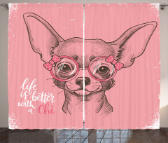 Girl Chihuahua Sketch Words Curtain