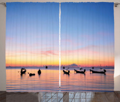 Sunset on Sea Ships Curtain