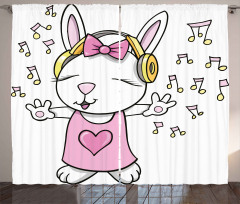 Cartoon Rock Star Bunny Curtain