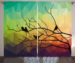 Abstract Bird and Branch Curtain