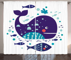 Ocean Cartoon Big Fish Curtain