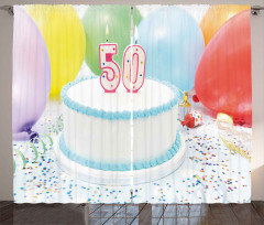 Age 50 Cake Party Curtain