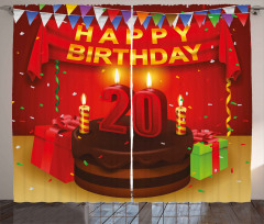 Birthday Boxes Flags Curtain