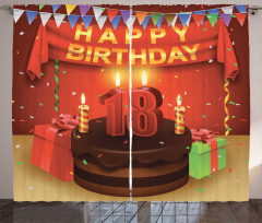 Happy Birthday Cake Curtain