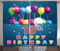 18 Birthday Balloons Curtain