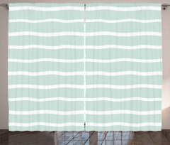 Wavy Lines White Striped Curtain