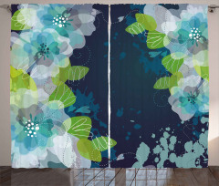 Grunge Abstract Flowers Curtain