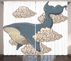 Sky Clouds Animal Fish Curtain