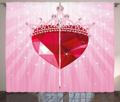 Red Heart Crown Girls Curtain