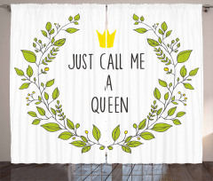 Green Wreath Words Crown Curtain