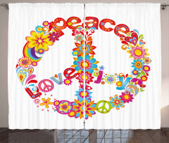 Peace Love Joy Flowers Curtain