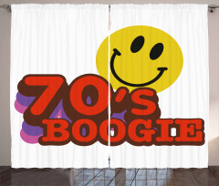 70s Boogie Funny Emoticon Curtain